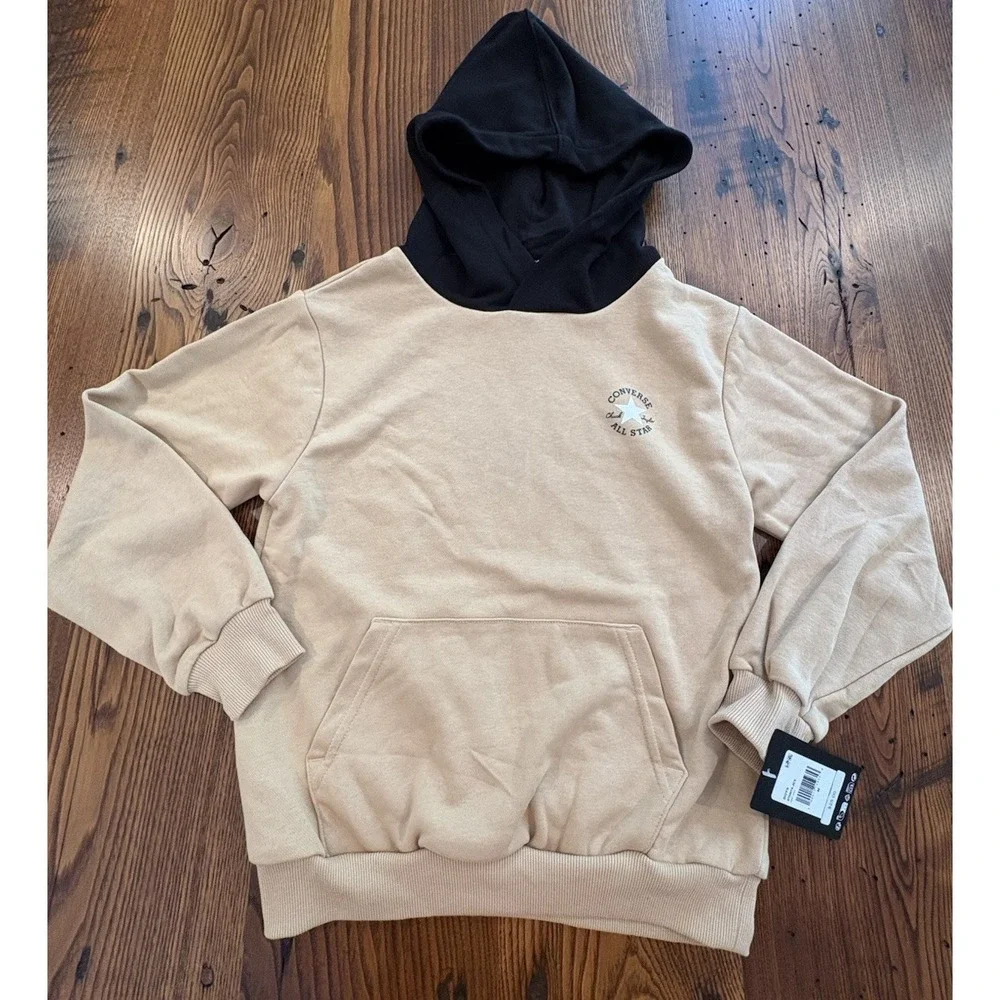 Converse Chuck Taylor All Star Kids Unisex Hoodie Black/Tan M 9-10 YRS NWT